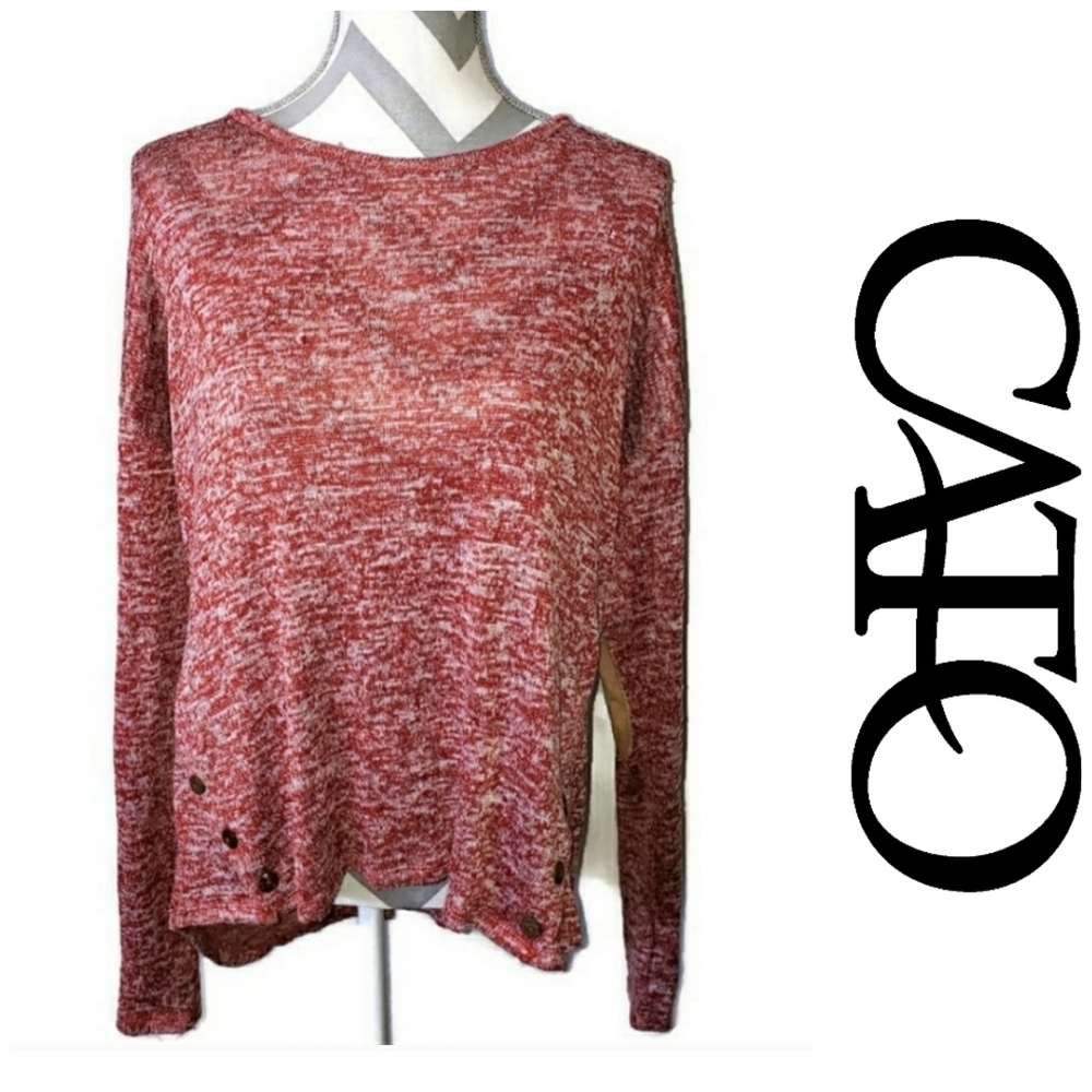 Cato womens size Large long sleeve red shirt with buttons up the back